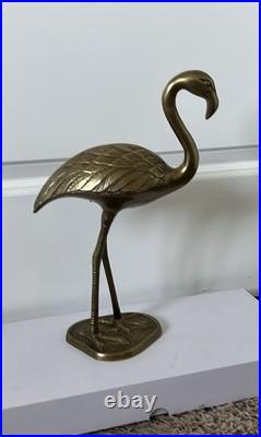 Large 13.5 Brass Flamingo Statue VERY RARE