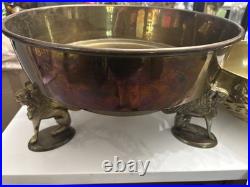 Large Brass Sphinx Pedestal With Removable Bowl Very Rare