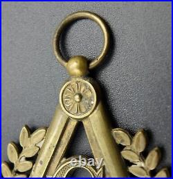 Late 18th Century French Brass Mason G Square & Compass Pendant VERY RARE