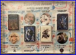 Live Zippo Artist Week Custom Display With Full Set Of Zippos Very Rare Signed