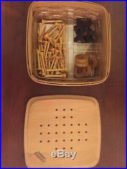 Longaberger Pewter & Brass Chess Basket with Tic Tac Toe game basket VERY RARE