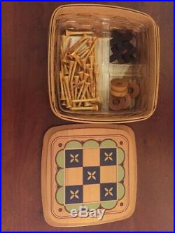 Longaberger Pewter & Brass Chess Basket with Tic Tac Toe game basket VERY RARE