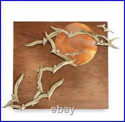 MCM Bijan Style Brass Birds in Flight WithCopper Sun Wall Sculpture Very Rare
