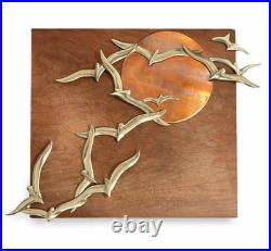 MCM Bijan Style Brass Birds in Flight WithCopper Sun Wall Sculpture Very Rare