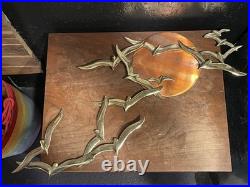 MCM Bijan Style Brass Birds in Flight WithCopper Sun Wall Sculpture Very Rare