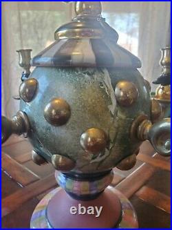 MacKenzie Childs Ceramic Clay & Brass 5 Candle Stick Candelabra VERY RARE! LOOK