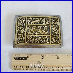 Magnificent Ancient Persian Ornate Steel & Inlaid Brass Belt Buckle -Very Rare
