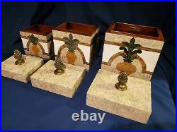 Maitland Smith Marble Brass Tessellated Canisters Mid Century art deco VERY RARE
