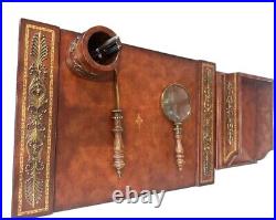 Maitland Smith Vintage Handmade Wood & Brass 6 Piece Desk Set VERY RARE