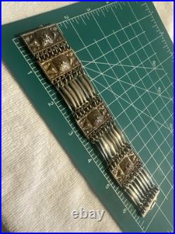 Mexico MID Century Pyramids Silver Brass Bracelet Very Rare Estate Find