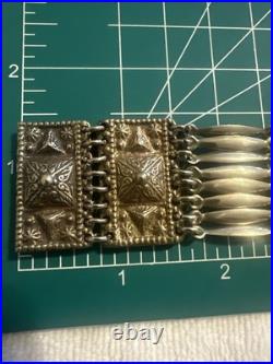 Mexico MID Century Pyramids Silver Brass Bracelet Very Rare Estate Find