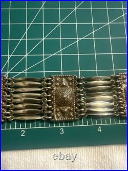Mexico MID Century Pyramids Silver Brass Bracelet Very Rare Estate Find