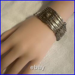 Mexico MID Century Pyramids Silver Brass Bracelet Very Rare Estate Find