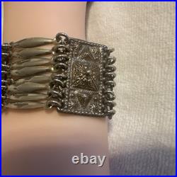 Mexico MID Century Pyramids Silver Brass Bracelet Very Rare Estate Find