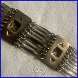 Mexico MID Century Pyramids Silver Brass Bracelet Very Rare Estate Find