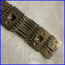 Mexico MID Century Pyramids Silver Brass Bracelet Very Rare Estate Find