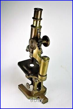 Microscope Carl Zeiss Jena Antique Brass, Very Rare Early Model # 24821