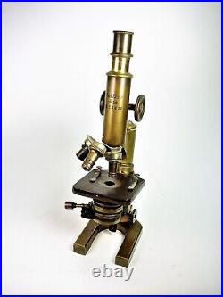 Microscope Carl Zeiss Jena Antique Brass, Very Rare Early Model # 24821