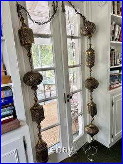 Moroccan Hanging Metal Lanterns Set of 9 Vintage Style Decor-very Rare Find