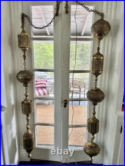 Moroccan Hanging Metal Lanterns Set of 9 Vintage Style Decor-very Rare Find