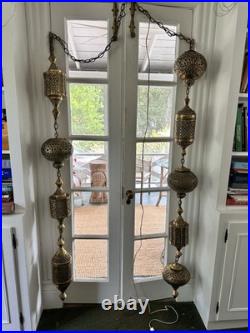 Moroccan Hanging Metal Lanterns Set of 9 Vintage Style Decor-very Rare Find