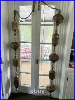 Moroccan Hanging Metal Lanterns Set of 9 Vintage Style Decor-very Rare Find