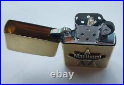 NIB Very Rare Vtg Zippo 1990s MARLBORO Longhorn Star BRASS LIGHTER Engraved MOM