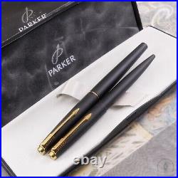 NOS Very Rare Parker 45 TX Matte BLACK GT Ballpoint & Fountain Pen F Nib UK 1994
