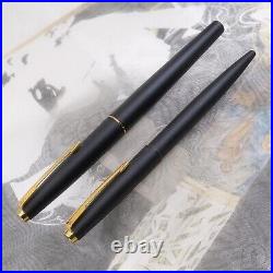 NOS Very Rare Parker 45 TX Matte BLACK GT Ballpoint & Fountain Pen F Nib UK 1994