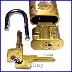 NOS Yale Super Pin Tumbler Brass Padlock with 2 BLANK keys Vintage Very Rare Opp