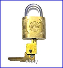 NOS Yale Super Pin Tumbler Brass Padlock with 2 BLANK keys Vintage Very Rare Opp