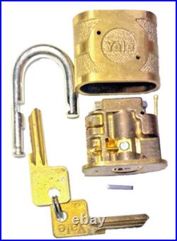 NOS Yale Super Pin Tumbler Brass Padlock with 2 BLANK keys Vintage Very Rare Opp