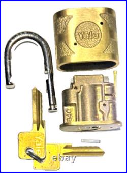 NOS Yale Super Pin Tumbler Brass Padlock with 2 BLANK keys Vintage Very Rare Opp
