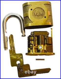 NOS Yale Super Pin Tumbler Brass Padlock with 2 BLANK keys Vintage Very Rare Opp