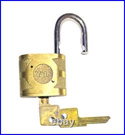 NOS Yale Super Pin Tumbler Brass Padlock with 2 BLANK keys Vintage Very Rare Opp