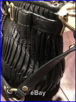 New NWT Coach Sophia Black Brass Gathered Pleated Leather Purse 18620 VERY RARE