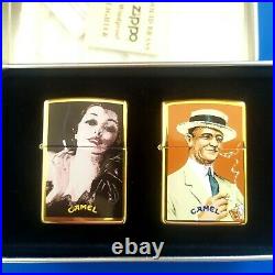 New Zippo CAMEL Brass Couple Collection Set Limited Edition 1996 Very Rare