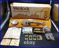 New in Box Westlock Front Door Knob Set Mid Century Brass Hardware Very Rare New in Box Westlock Front Door Knob Set Mid Century Brass Hardware Very Rare
