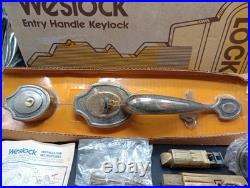 New in Box Westlock Front Door Knob Set Mid Century Brass Hardware Very Rare