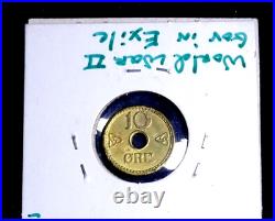 Norway 1942 (10 Ore) Gov't Exile Ww 11-nickel/brass-bu Uncirculated Very Rare