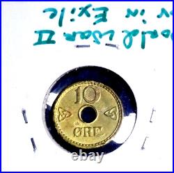 Norway 1942 (10 Ore) Gov't Exile Ww 11-nickel/brass-bu Uncirculated Very Rare