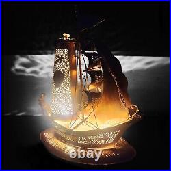 Old Unique Very Rare Vintage Brass Antique Beautiful Ship table lamp