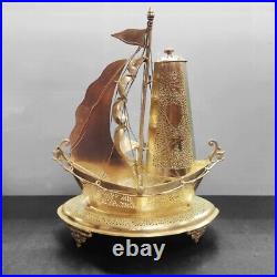 Old Unique Very Rare Vintage Brass Antique Beautiful Ship table lamp