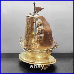 Old Unique Very Rare Vintage Brass Antique Beautiful Ship table lamp