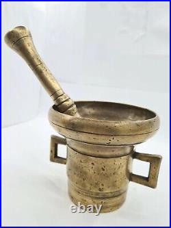 Old Very Rare Form large Dutch Brass Mortar with Pestle 4.1kg circa 1930s