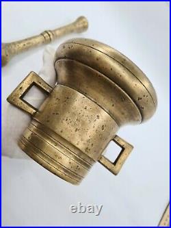 Old Very Rare Form large Dutch Brass Mortar with Pestle 4.1kg circa 1930s