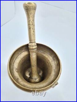 Old Very Rare Form large Dutch Brass Mortar with Pestle 4.1kg circa 1930s