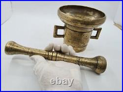 Old Very Rare Form large Dutch Brass Mortar with Pestle 4.1kg circa 1930s