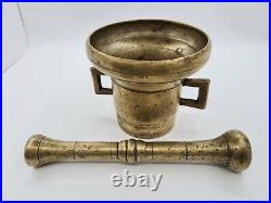 Old Very Rare Form large Dutch Brass Mortar with Pestle 4.1kg circa 1930s