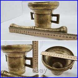 Old Very Rare Form large Dutch Brass Mortar with Pestle 4.1kg circa 1930s